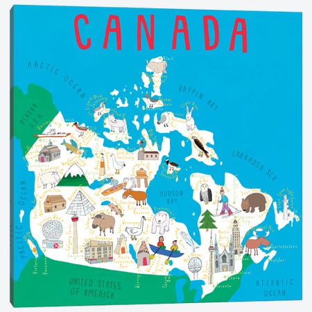Illustrated Countries Canada Canvas Print #CAY14} by Carla Daly Canvas Print