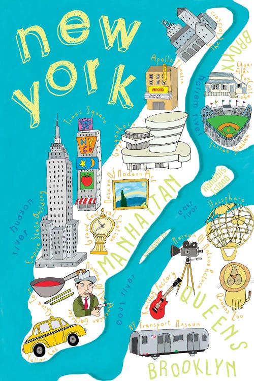 Illustrated State Maps New York