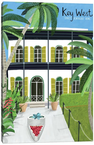 A Key West Hemingway Canvas Art Print - Building & Skyscraper Art
