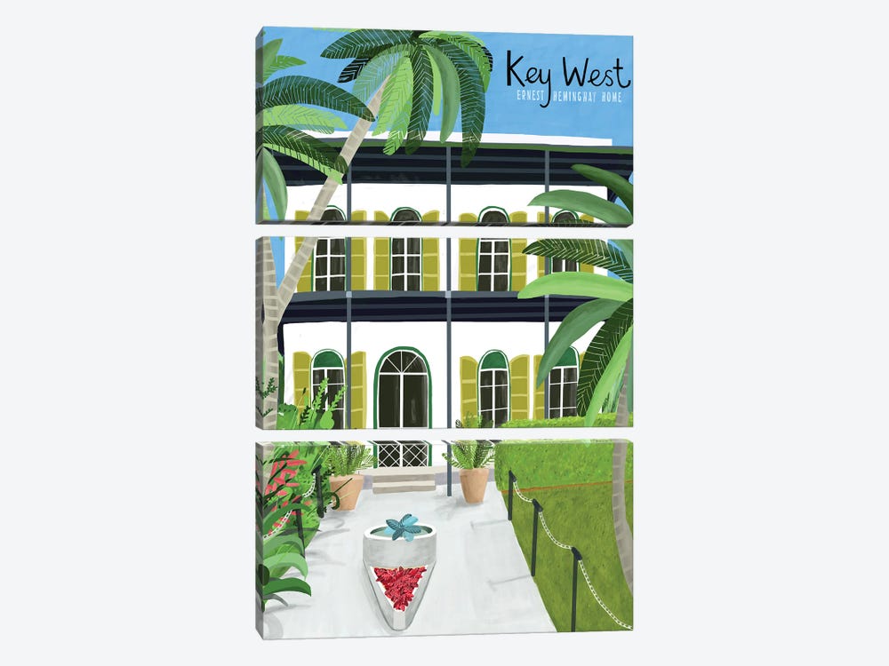 A Key West Hemingway by Carla Daly 3-piece Canvas Print