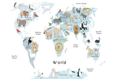 A World Map by Carla Daly multi panel art