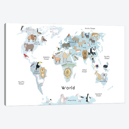 A World Map Canvas Print #CAY28} by Carla Daly Canvas Print