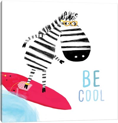 Be Cool Canvas Art Print - Zebra Art