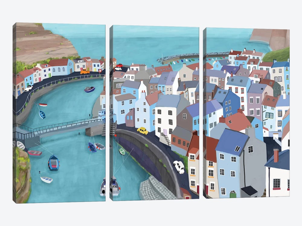 Staithes I by Carla Daly 3-piece Canvas Wall Art