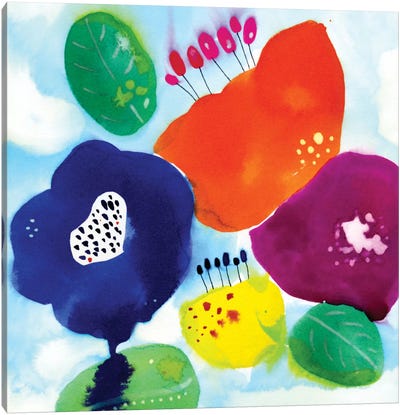 Water Flowers Canvas Art Print - Fun Florals
