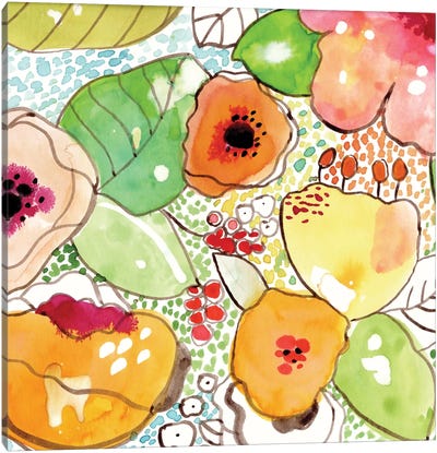 Mosaic Flowers Canvas Art Print - Fun Florals