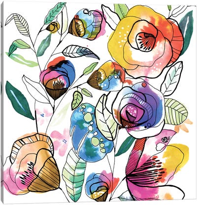 Coloured Flowers Canvas Art Print - Latin Décor