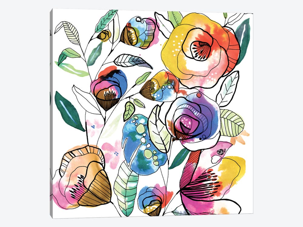 Coloured Flowers by Cayena Blanca 1-piece Canvas Print