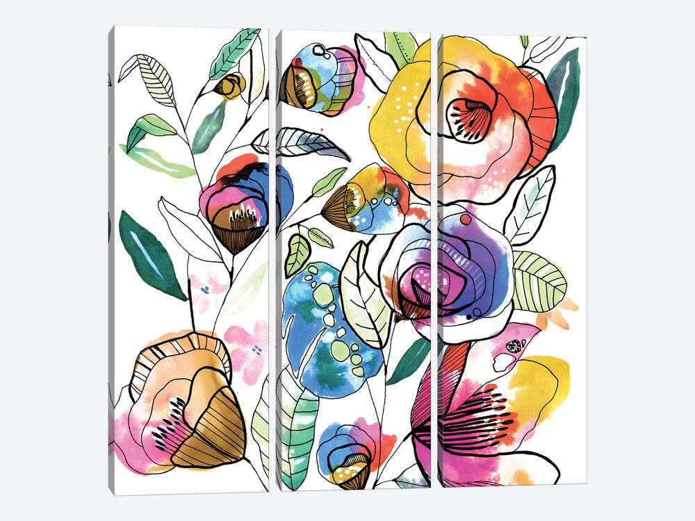 Coloured Flowers by Cayena Blanca 3-piece Art Print