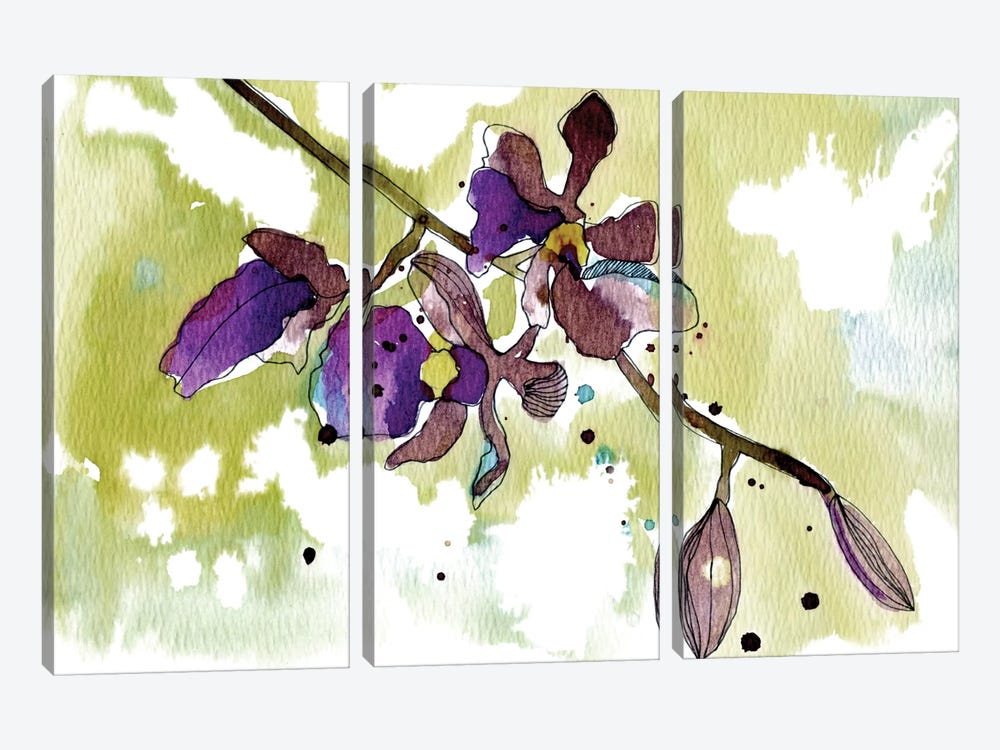 Purple Orchids by Cayena Blanca 3-piece Canvas Artwork