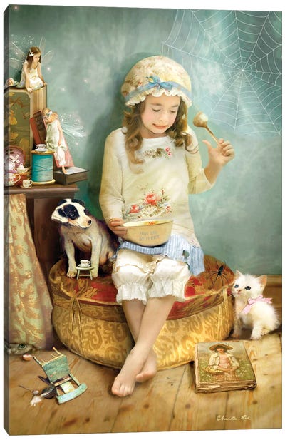 Little Miss Muffet Canvas Art Print - Fairytale Scenes