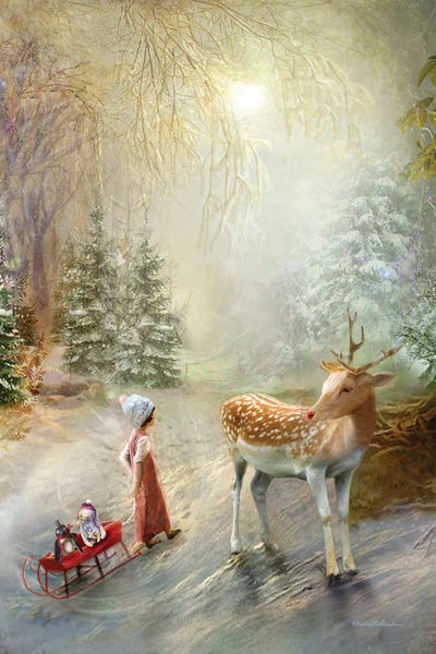 Reindeer: Rudolf Makes A Friend Portrait by Charlotte Bird