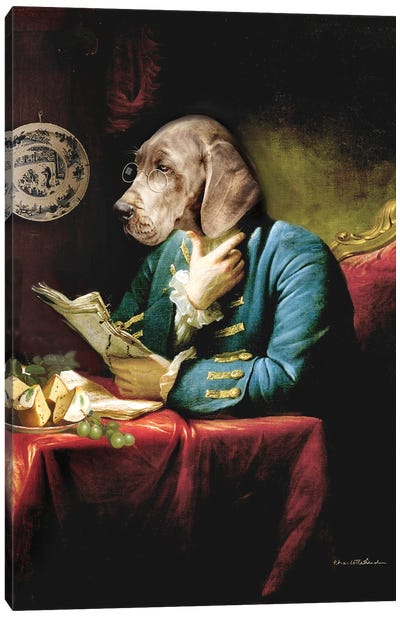 The Library Canvas Art Print - Weimaraners