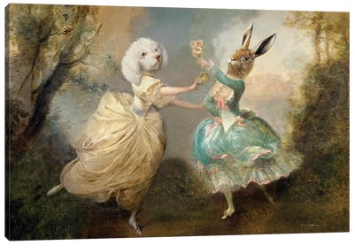 Merry Met Canvas Art Print - Rabbit Art