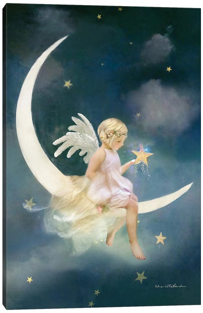 Angel Of Dreams And Wishes Canvas Art Print - Crescent Moon Art