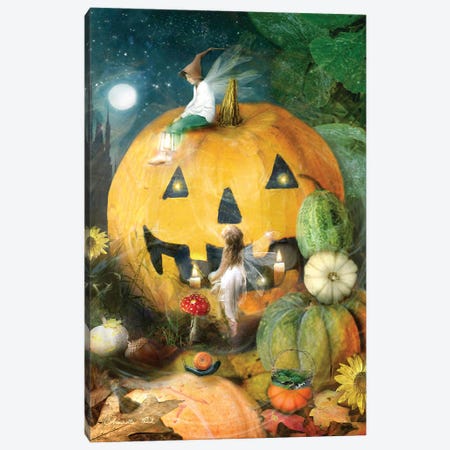 Halloween In The Pumpkin Patch Canvas Print #CBD52} by Charlotte Bird Canvas Print