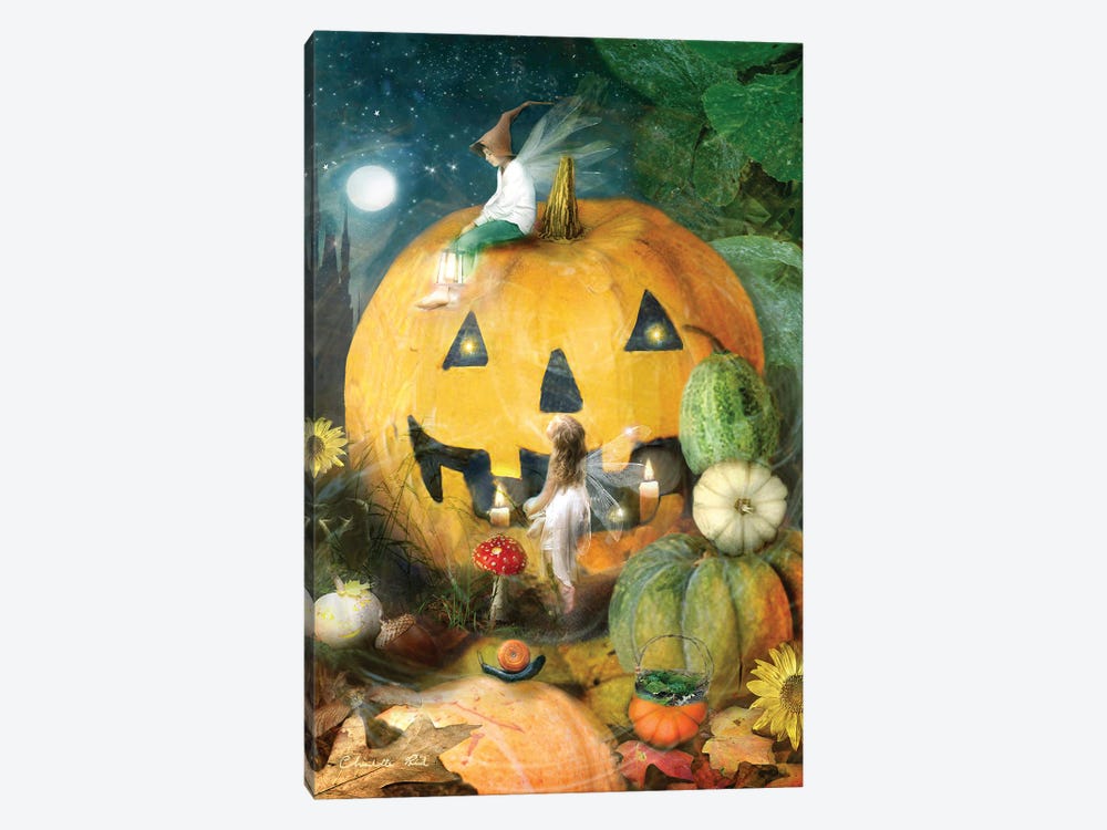 Halloween In The Pumpkin Patch by Charlotte Bird 1-piece Canvas Art Print