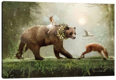 The Way Through The Woods Detail Canvas Art Print - Bear Art