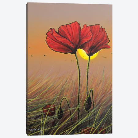 Red Flowers Canvas Print #CBF12} by ColorByFeliks Art Print