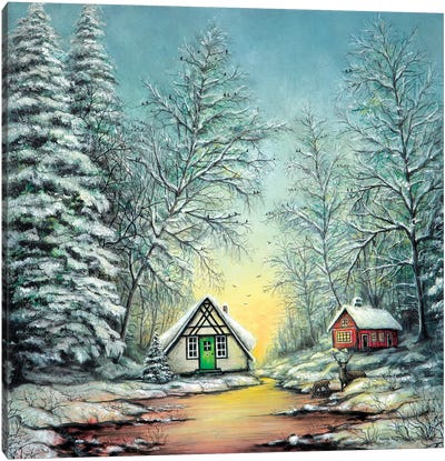 White Christmas Canvas Art Print - Rustic Winter