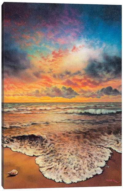 Wave After Wave Canvas Art Print - Sunsets & The Sea