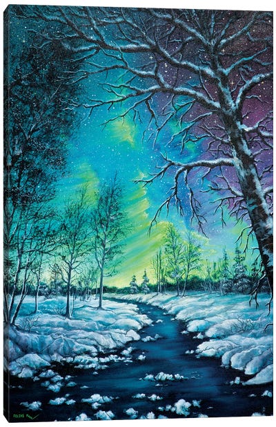 Neon Night Canvas Art Print - Winter Wonderland