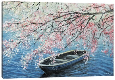 Cherry Blossoms Canvas Art Print - Rowboat Art