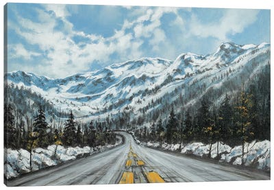 Mountain Drive Canvas Art Print - Snowy Mountain Art