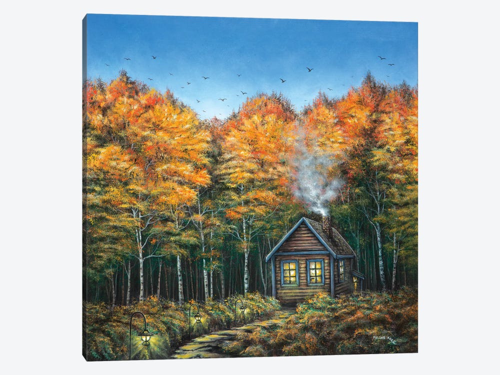 Fall Cabin by ColorByFeliks 1-piece Canvas Art