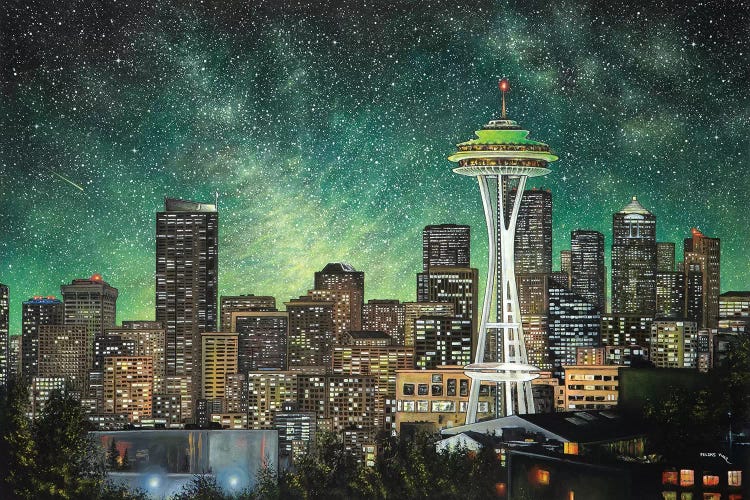 Green Seattle by ColorByFeliks wall art
