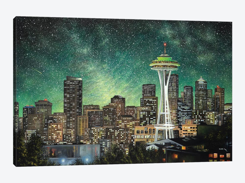 Green Seattle by ColorByFeliks 1-piece Canvas Art