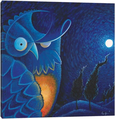 Owl Vincent Canvas Art Print - Cubism Art