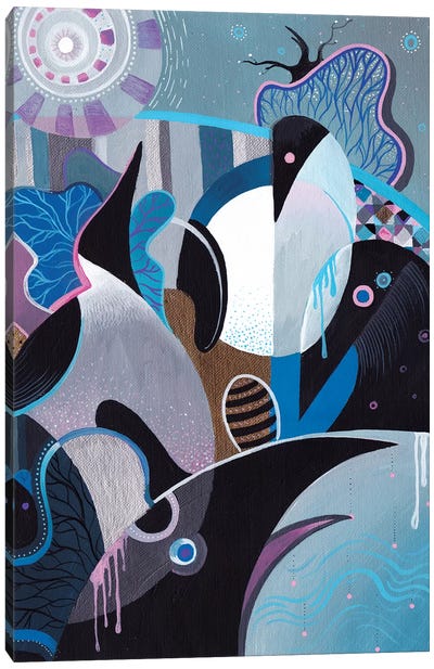 Penguin Flowering Canvas Art Print - Cubism Art