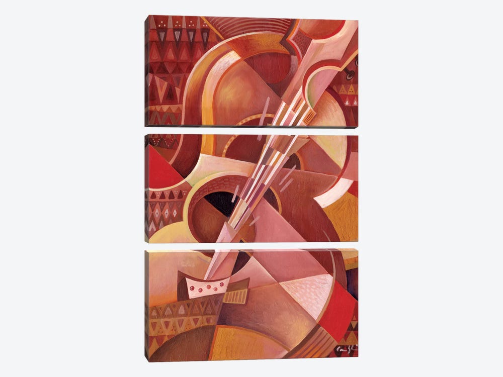 Red Guitar by Martin Cambriglia 3-piece Canvas Art Print