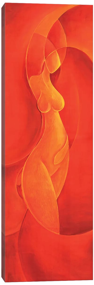 Red Kundalini Canvas Art Print - Cubism Art