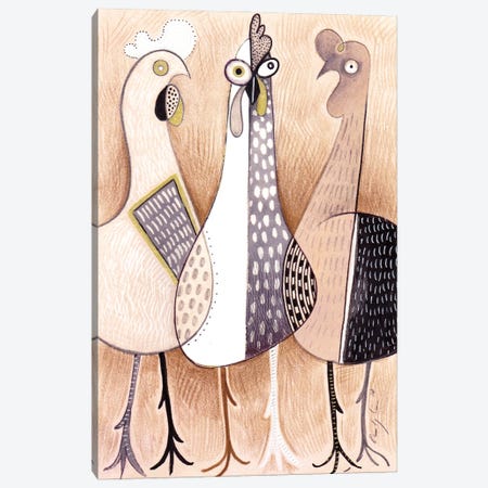 Three Cute Cockerels Canvas Print #CBG42} by Martin Cambriglia Art Print
