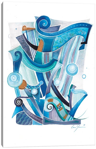 Celestial Harps II Canvas Art Print - Cubism Art