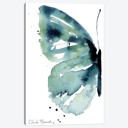 Blue Butterfly Half Canvas Print #CBI11} by Claudia Bianchi Canvas Art