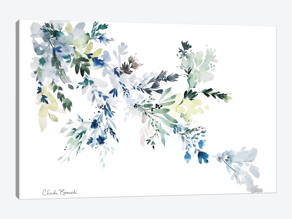 Blue Floral Wash by Claudia Bianchi 1-piece Canvas Art Print