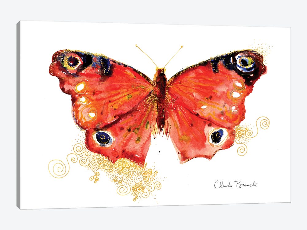 Butterfly In Gold by Claudia Bianchi 1-piece Canvas Art Print