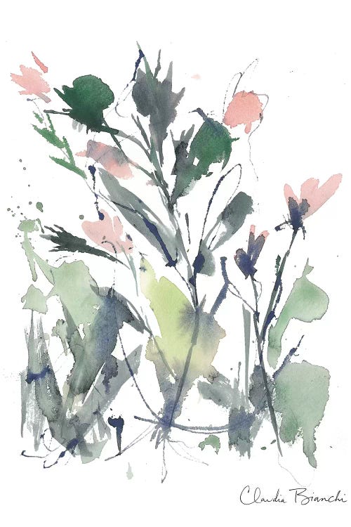 Abstract Floral Pink Blooms by Claudia Bianchi wall art
