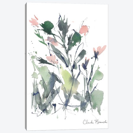 Abstract Floral Pink Blooms Canvas Print #CBI1} by Claudia Bianchi Canvas Art