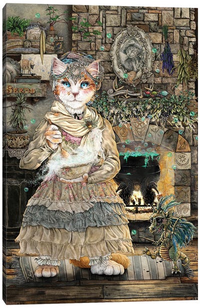 Tilly Thislewood Canvas Art Print - Orange Cat Art