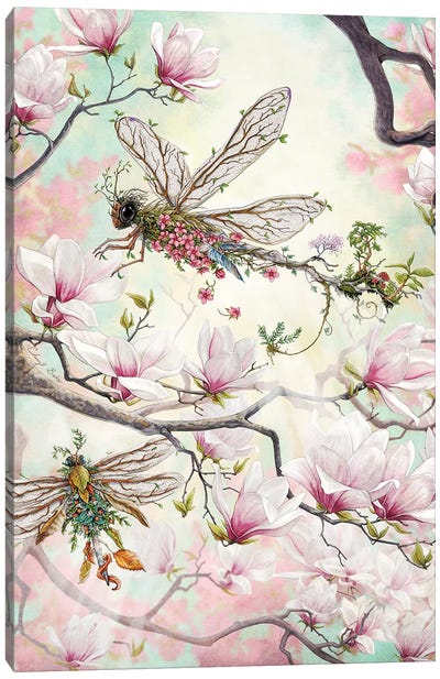 Woodland Dragonflies Canvas Art Print - Cheryl Baker