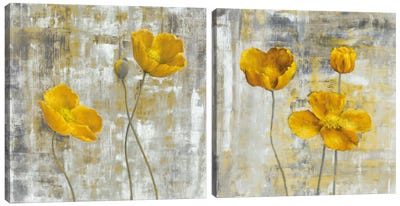Yellow Flowers Diptych Canvas Art Print