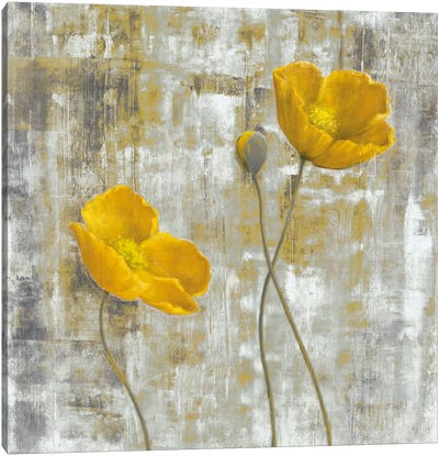 Yellow Flowers I Canvas Art Print - Gray & Yellow Art
