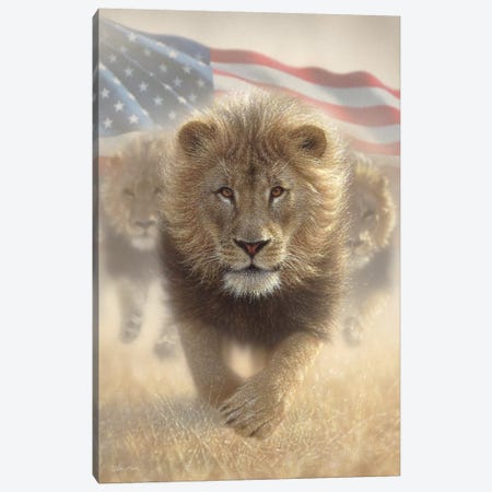 Running Lions - America Canvas Print #CBO111} by Collin Bogle Canvas Art Print