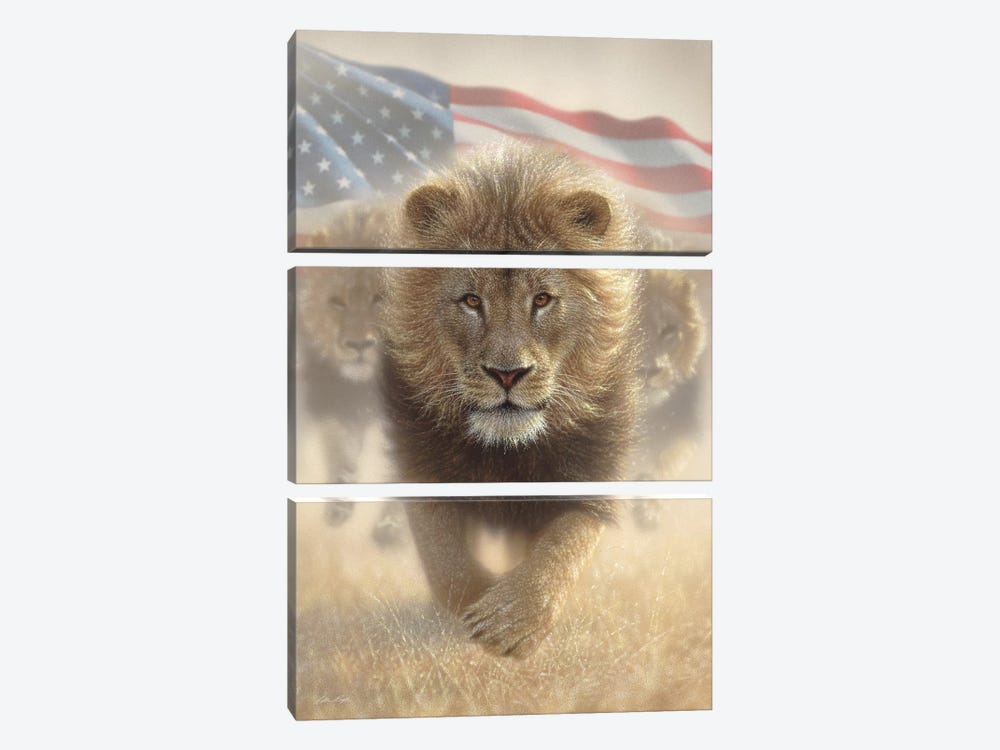 Running Lions - America by Collin Bogle 3-piece Art Print