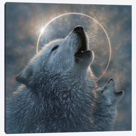 Wolf Eclipse, Square Canvas Print #CBO135} by Collin Bogle Canvas Artwork