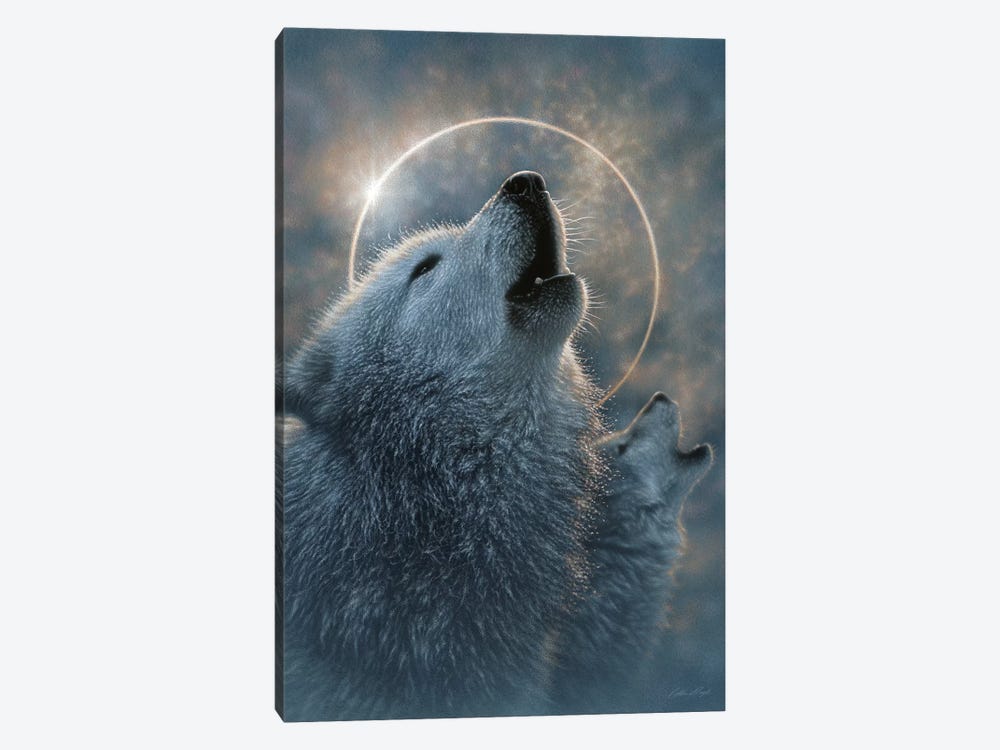 Wolf Eclipse, Vertical by Collin Bogle 1-piece Canvas Artwork